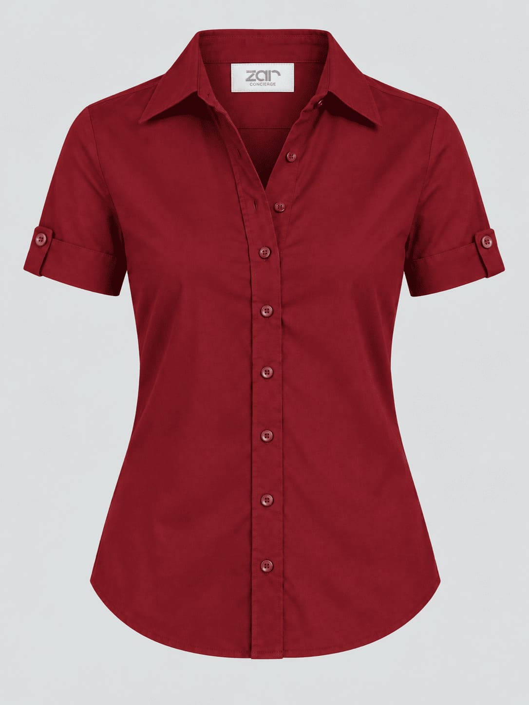 Women’s Classic Fit Short-Sleeve Oxford Hospitality Shirt – Deep Berry - Image 2