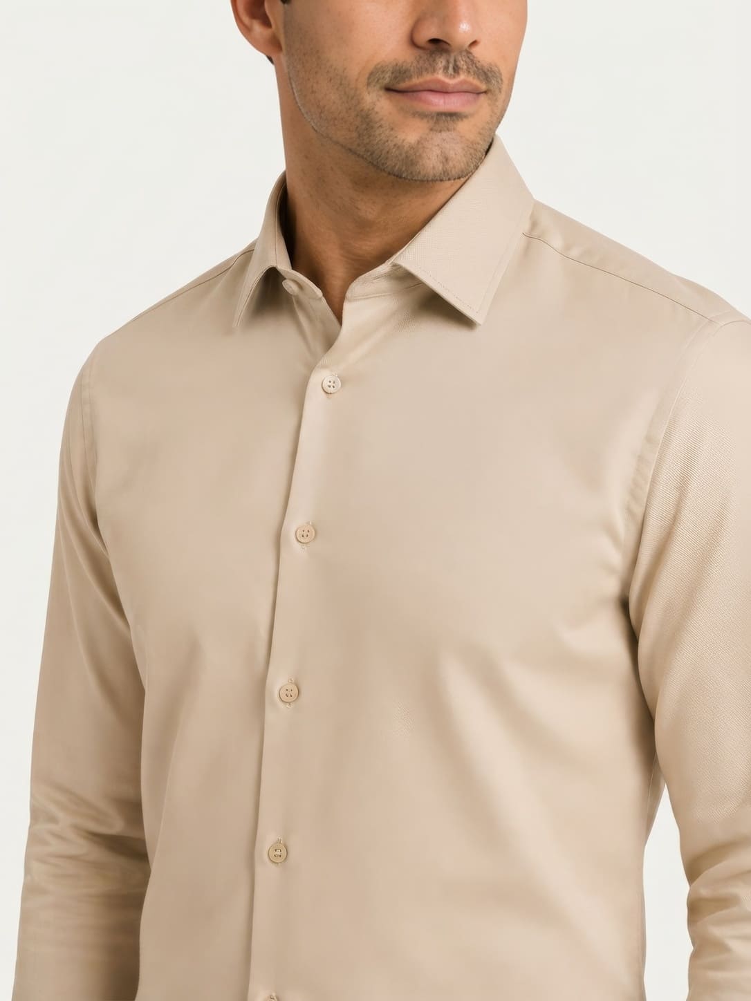 Men’s Tailored Long-Sleeve Hospitality Shirt ( Champagne) - Image 3