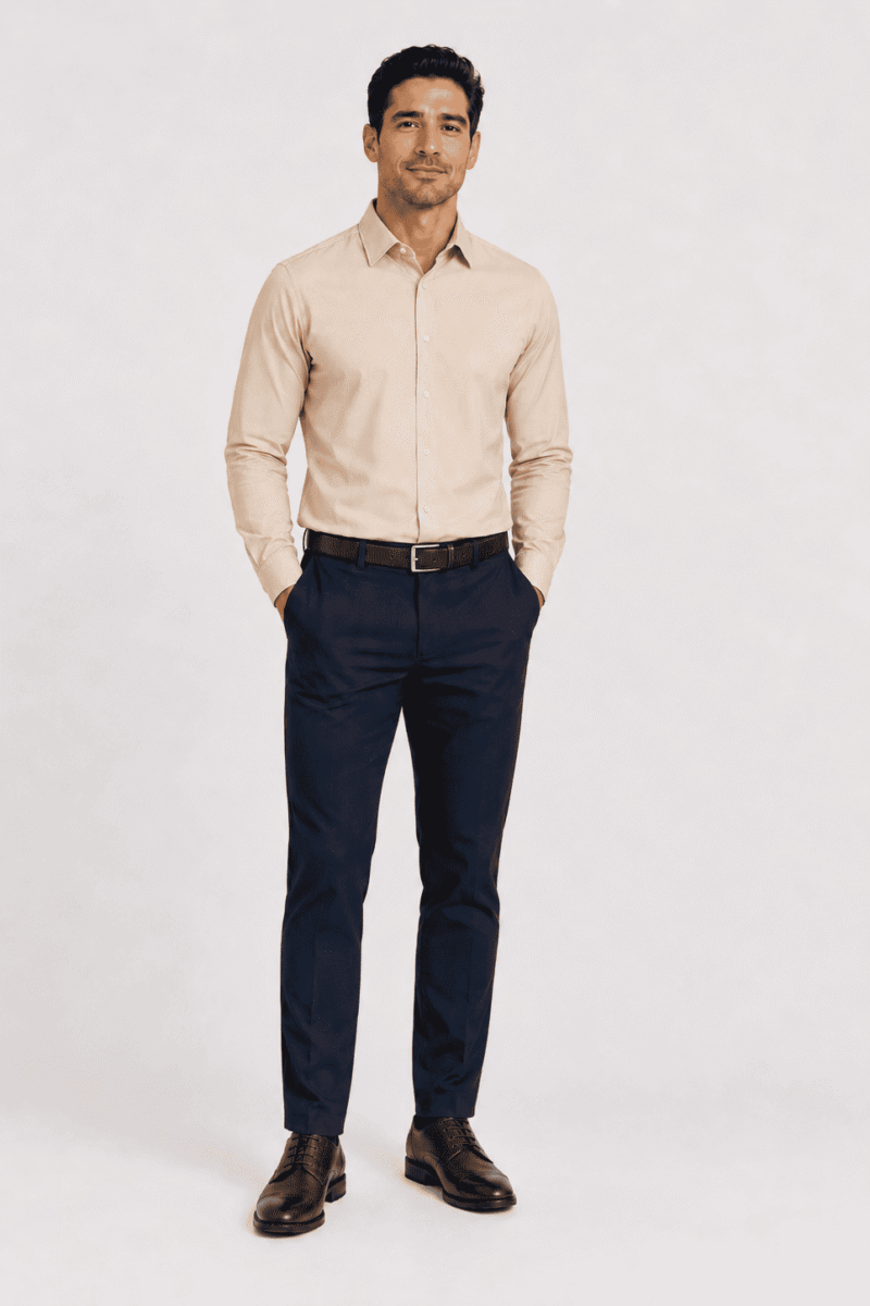 Men’s Tailored Long-Sleeve Hospitality Shirt ( Champagne)