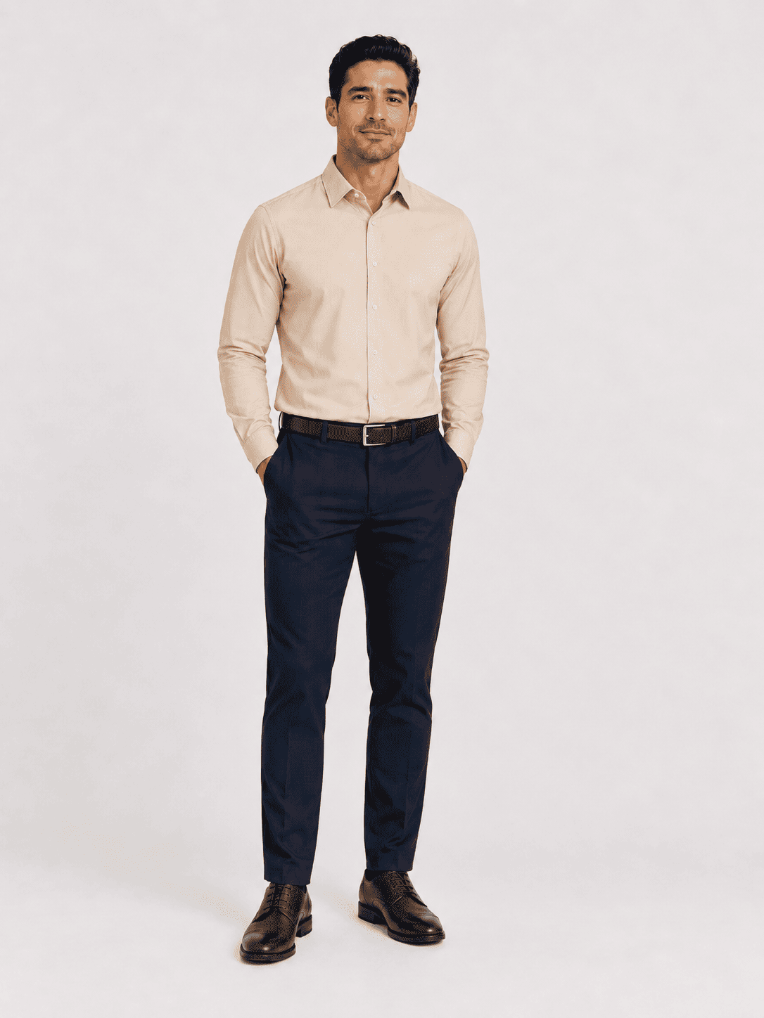 Men’s Tailored Long-Sleeve Hospitality Shirt ( Champagne)