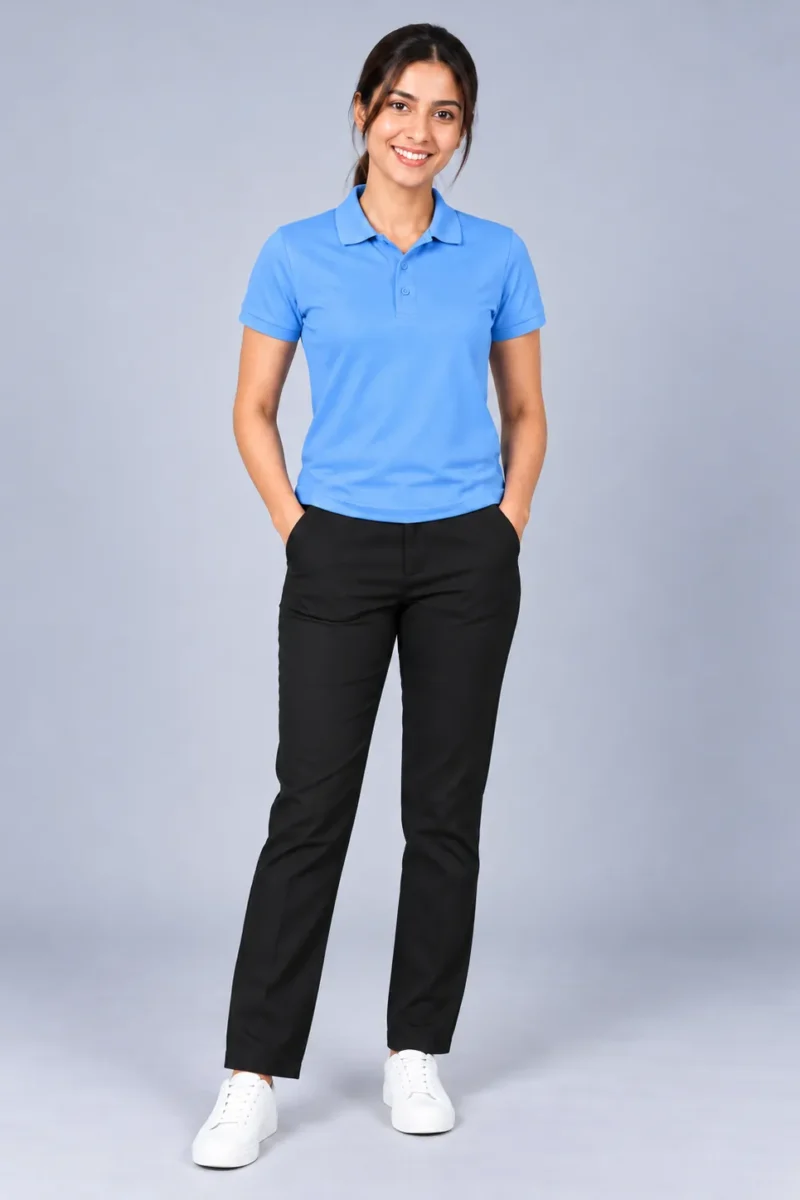 Women’s Cyan Jersey Polo Shirt